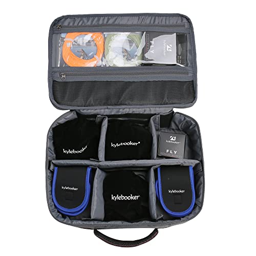 Kylebooker Fishing Reel Case – Travel Storage Bag with Adjustable Compartments for Fly Reels, Spinning Reels, Baitcasting Reel & Fishing Gear - color: Grey
