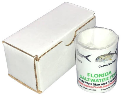 36” x 2” Vinyl Adhesive Ruler Decal Showing 20 Common Florida Saltwater Fish in True-to-Life Color Photographs and Their Current FWC Rules with Highlighted Slot Limit Brackets. UV Protected.