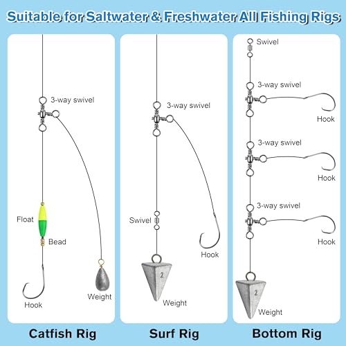 OROOTL 3 Way Swivel Fishing Tackle, 30 Pack Crossline Barrel Swivels Stainless Steel T-Turn Three Way Fishing Swivels Black Nickel Triple Swivel for Catfish Rig Saltwater Freshwater - size: 7#-30PCS