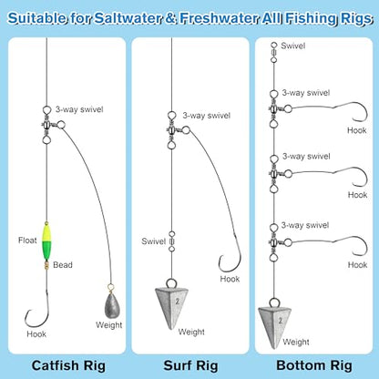 OROOTL 3 Way Swivel Fishing Tackle, 30 Pack Crossline Barrel Swivels Stainless Steel T-Turn Three Way Fishing Swivels Black Nickel Triple Swivel for Catfish Rig Saltwater Freshwater - size: 6#-30PCS