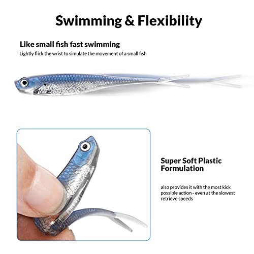 QualyQualy Soft Swimbait Fishing Lures 5PCS 6PCS Jerk Shad Minnow Drop Shot Lure Bass Bait Shad Lure Soft Jerkbait for Bass Trout Pike Walleye Crappie 2.95'' 3.93'' 4.72'' - color: A-3#, size: 2.95" - 6Pcs