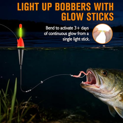 Dovesun Light Up Bobbers Night Fishing Slip Bobbers for Fishing Bobbers Floats Pcs with Glow Sticks Pcs for Catfish Crappie 6PCS - size: 1/6oz-5g-6PCS