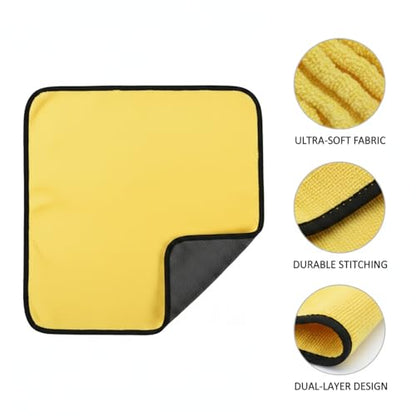 Polyester Cleaning Cloth, Absorbent Towel for Fishing Gear and Hands, 11.8 x 11.8 Inches - color: Yellow