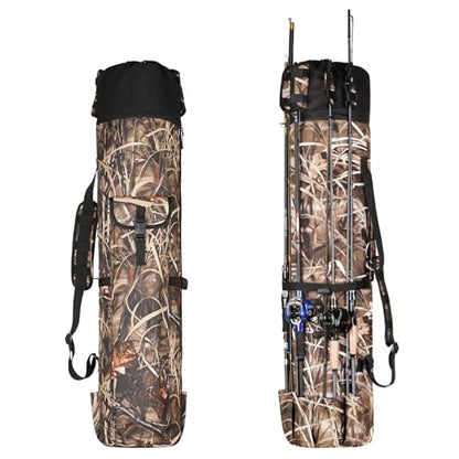 Fishing Pole Bag Rod Case, Folding Fishing Pole Bag Fishing Gear - color: Camouflage