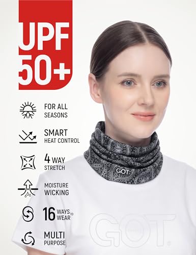 UPF 50+ Fishing Neck Gaiter - UV Face Mask Sun Protection for Men Women | Moisture-Wicking, Quick-Drying, Built-in SPF, UVA/UVB Blocking, Hunting Camo Design, Versatile Headwear - color: Black Paisley