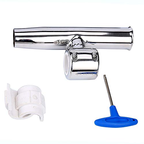 Amarine Made 4-Pack Stylish Stainless Steel Clamp on Fishing Rod Holder for Rails 7/8" to 1"