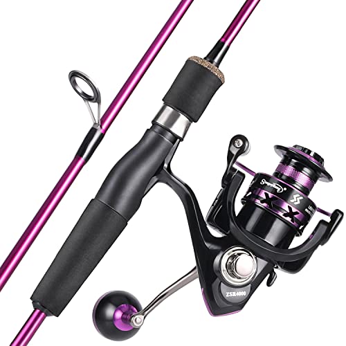 Sougayilang Fishing Rod and Reel Combo, Stainless Steel Guides Fishing Pole with Spinning Reel Combo for Saltwater and Freshwater - color: purple - Medium, size: 6.9ft and Spinning Reel