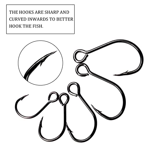 THKFISH 50pcs/100Pcs Box Inline Single Hooks Replacement Fishing Hooks for Lures Baits Inline Circle Hooks Large Eye with Barbed Saltwater Freshwater #2#1 1/0 2/0 3/0 - color: 100pcs-black
