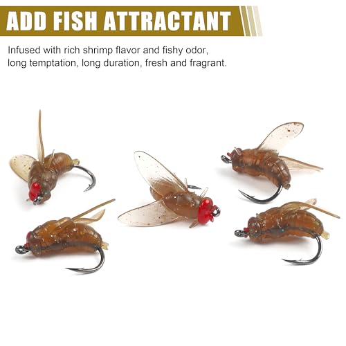Bionic Fly Fishing Baits, Fly Fishing Flies Kit Trout Jigs Swimbaits Dry Flies Bionic Fishing Lures Fly Fishing Hook for Bass Panfish Trout - style: Brown-18pcs