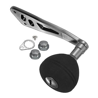 PATIKIL Baitcasting Power Handle, Metal Fishing Reel Handle EVA Knob Grip Replacement Parts for Rocker Arm Accessories - color: Silver