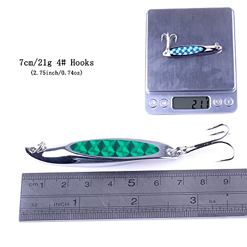 Fishing Jigs Saltwater Fishing Lures with Assist Hook Treble Hook, Jigging Lures Slow Vertical Jigs, Fishing Jigs Saltwater for Bass Tuna Salmon Sailfish Trout Grouper Snapper, 5pcs with Box - color: A:2.75inch/0.74oz/5pcs