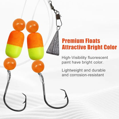 Pompano Rigs for Surf Fishing Saltwater Floats Catfishing Pompano Fishing Rigs with Double Circle Hooks and Pyramid Sinker 5pcs/8pcs - color: Green and Chartreuse Pompano Rigs 5pcs