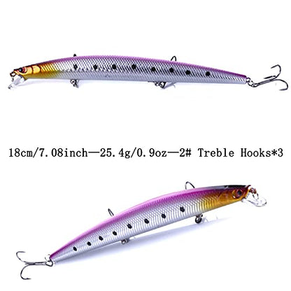 Jerk Baits for Bass Fishing, Jerkbait Fishing Lures, Minnow Lures Jerk Bait for Freshwater/Saltwater Fishing Lures for Trout Pike, 5pcs/10pcs with Box - color: K:7.08in/0.9oz/5pcs