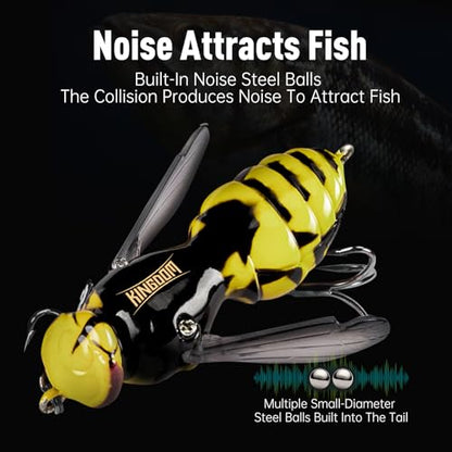 Kingdom Wasp Crawl Bait Insect Bionic Floating Fishing Lures Swimbaits Hard Artificial Baits Lure Freshwater and Saltwater Bass Carp Pike Walleye Fishing ABS Material Carbon Steel Three Book Hook - color: 06, size: 4.2g