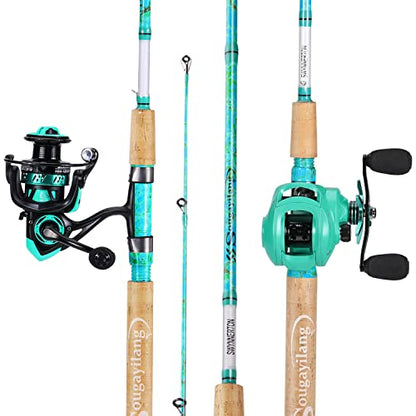 Sougayilang Fishing Rod and Reel Combo, 2-Piece 5-Foot 6-Inch Graphite & Fiberglass Rod, Durable and Strong, Quickset Anti-Reverse Fishing Reel (1Pack/2Pack) - color: Mix Combo - Right- 2PACKS
