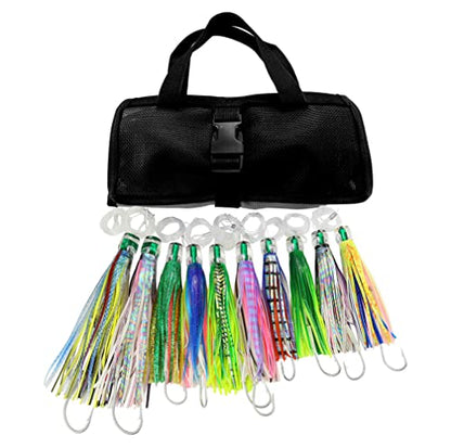 OCEAN CAT Saltwater Trolling Lure for Marlin Tuna Mahi Dolphin Durado Wahoo Trolling Lures Free Mesh Bag Offshore Big Game Lures - color: Mixed - Crystal Head - 10pcs