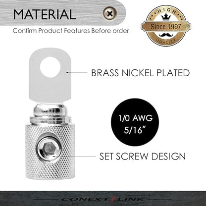 RT0N-2 Set Screw Ring Terminal 2 Pack (1/0 Gauge, Nickel) - size: 1/0 Gauge