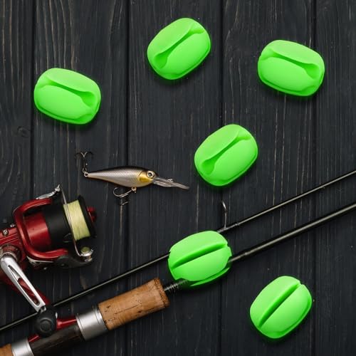 Blueweenly 12 Pcs Portable Silicone Fishing Pole Rod Holder Clips Fixed Ball 5 Holes Multifunctional Rubber Fishing Pole Puller Clips Bike Rod Holder Straps for Travel Ground Car Bike - color: Green