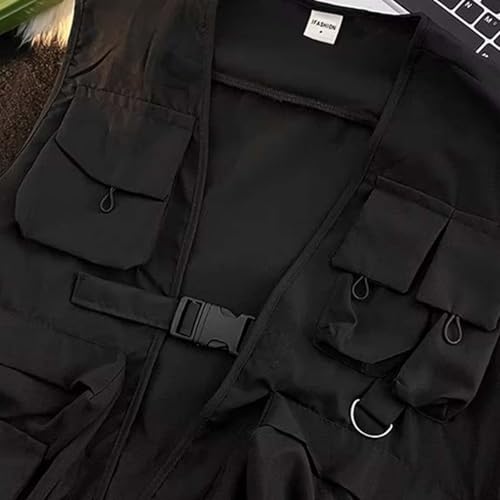 Fishing Vest - Fishing Vests for Men Lightweight Zip Up Sleeveless Utility Jackets Softshell Outwear Vests with Pockets - color: 01# Black, size: XX-Large