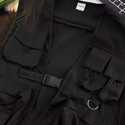 Fishing Vest - Fishing Vests for Men Lightweight Zip Up Sleeveless Utility Jackets Softshell Outwear Vests with Pockets - color: 01# Black, size: XX-Large
