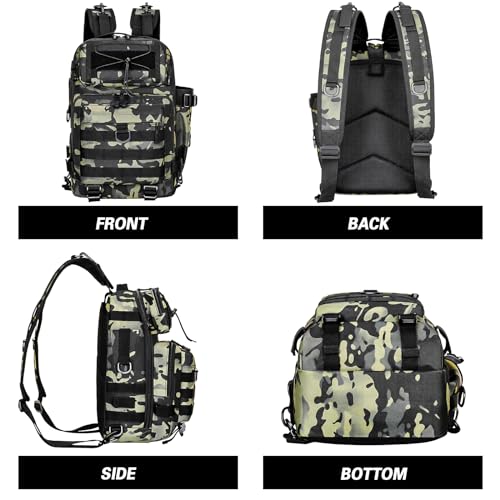 Fishing Tackle Backpack, Portable Fishing Tackle Storage Bag, Multifuction Large-Capacity Sling Bag, Fishing Gear Bags, (Dark Night Camouflage) - color: A-Dark Night Camouflage