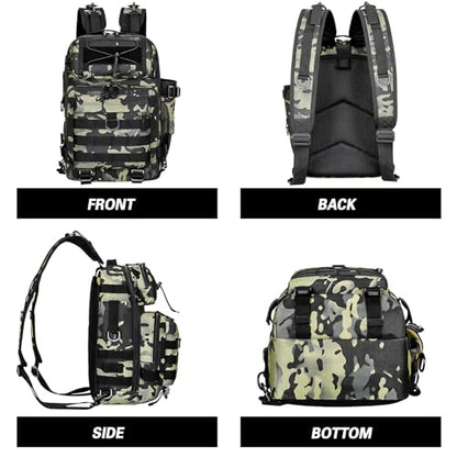 Fishing Tackle Backpack, Portable Fishing Tackle Storage Bag, Multifuction Large-Capacity Sling Bag, Fishing Gear Bags, (Dark Night Camouflage) - color: A-Dark Night Camouflage