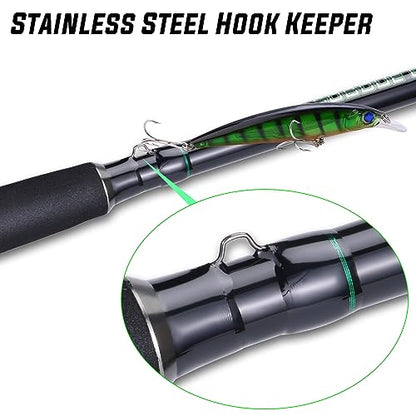 Sougayilang Catfish & Saltwater Surf Combo – 2-Piece Medium Heavy Casting Rod with Conventional Reel, 6+1 Bearings, Aluminum Uplock Seat for Catfish, Salmon, Striper, Bluefish(7'/7'6''/8') - color: A-7'6''-500 left hand
