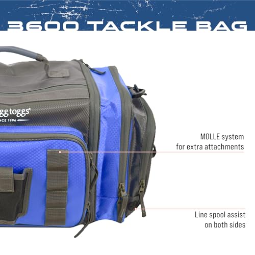 FROGG TOGGS Heavy Duty Fishing Tackle Duffle Bag, Includes Bait Trays - color: Blue, style: 3600