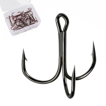 100pcs Fishing Hook Treble Hooks High Carbon Treble Hooks Super Sharp Solid Size 2 4 6 8 10 12 Triple Barbed Steel Fish Hook - color: Black, size: 12#-100pcs