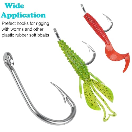 Saltwater Circle Hooks,50 Packs Strong Stainless Steel Fishing Hooks Live Bait Fish Hook Jig Catfish Hook 1/0-10/0 - size: 8/0 - 50 PACK