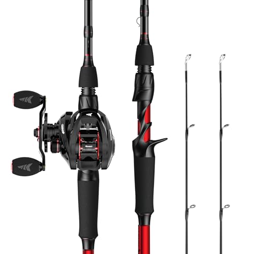 KastKing Royale Legend II Twin Tip Fishing Rod and Reel Combos, Spinning & Casting Combo, IM6 Graphite 2Pc Blanks, Extra Backup Tip Section, Stainless-Steel Guides, KastFlex Technology, EVA Handles - style: Cast: Left Reel, 7'0''- Mh Rod(2 Pcs + Extra Tip
