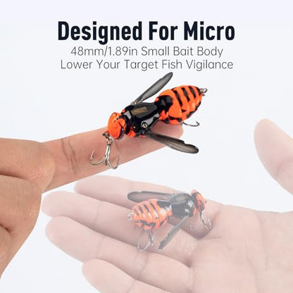 Kingdom Wasp Crawl Bait Insect Bionic Floating Fishing Lures Swimbaits Hard Artificial Baits Lure Freshwater and Saltwater Bass Carp Pike Walleye Fishing ABS Material Carbon Steel Three Book Hook - color: 04, size: 6.6g