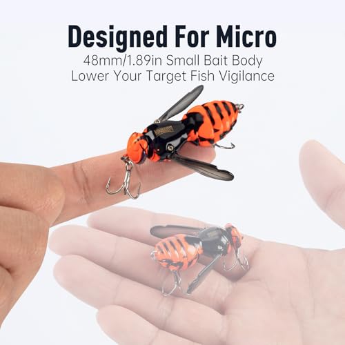 Kingdom Wasp Crawl Bait Insect Bionic Floating Fishing Lures Swimbaits Hard Artificial Baits Lure Freshwater and Saltwater Bass Carp Pike Walleye Fishing ABS Material Carbon Steel Three Book Hook - color: 03, size: 6.6g