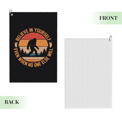Bigfoot Golf Towel Microfiber with Carabiner Clip, Funny Cleaning Cloth for Golf Balls & Clubs, Gift for Women Men, Golfers, Dad, Grandpa, Bag Accessories 16"*24"-Sasquatch - color: Bigfoot