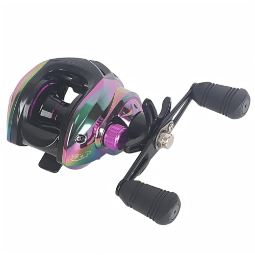 Baitcasting Reel,Carbon Fiber Drag Fishing Baitcaster Reels, Bait Cast Reel With 7.2:1 Gear Ratio 10+1 Ball Bearings 17.6lbs Max Drag Right Hand，Fish Gift For Man - color: XUANCAI