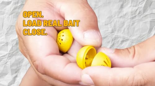 Karpela Bait Matrix Shell (Set of 4) – Protective Shell for Soft Bait & Liver – Turtle & Crawfish Resistant – Carp & Catfish Rig - color: Yellow, size: Long Slot