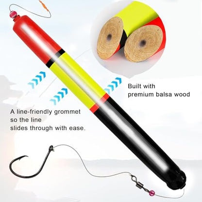 Fishing Bobbers Floats, Catfish Floats Weighted Float for Fishing, High Visibility Wood Bobber for Catfish Pike - size: 7IN-3PCS