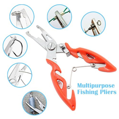 Small Fishing Pliers 2 Multi-Function Scissors Braid Cutters Lightweight Stainless Steel Fishing Tools Split Ring Opener Fish Gripper Hook Remover Gear Accessories