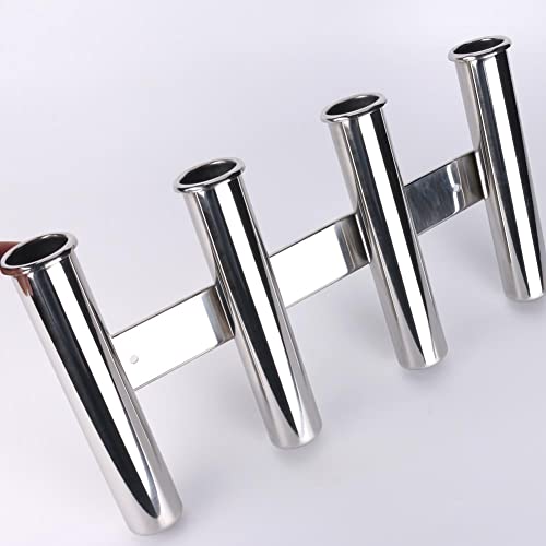 Wall-Mounted 316 Stainless Steel Rod Holder 4 Tube Fishing Pod Rack for Marine Boat Yacht Camper RV