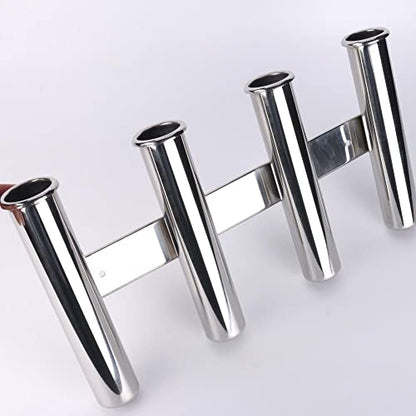 Wall-Mounted 316 Stainless Steel Rod Holder 4 Tube Fishing Pod Rack for Marine Boat Yacht Camper RV