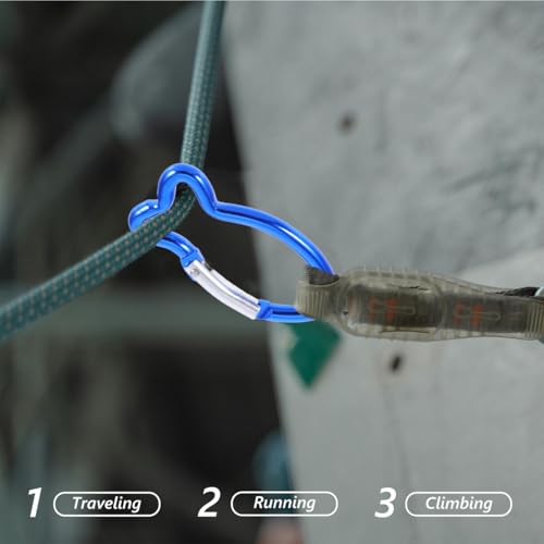 INOOMP 15 Pcs Fish Shape Carabiner Clips Outdoor Snap Buckles Compact Lightweight Keychain Hooks for Camping Hiking Travel