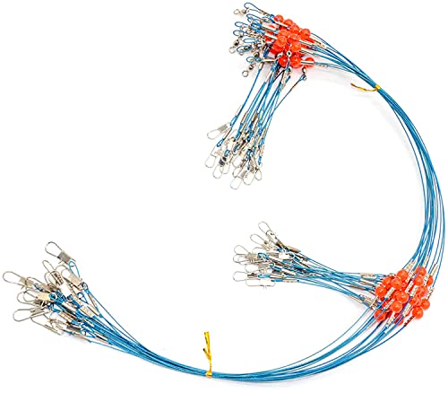 YOTO Fishing Leaders,Stainless Steel Tackle Rig with Tackle Lure Swivels Snaps, Saltwater rig Wire Leader Fishing Leader Wire Bottom rigs for Saltwater - color: Blue Fishing Leaders, style: 2arm-24pcs