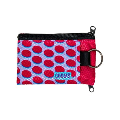 Chums Surfshorts Wallet - Lightweight Slim Wallet with RFID Blocking Card & Clear ID Window - Zippered, Water Resistant w/Key Ring (Ovals) - color: Ovals