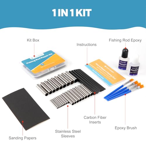Fishing Rod Repair Kit Complete, Easy&Quick Approach to Repair Broken Fishing Pole with Epoxy Glue - color: 1 IN 1