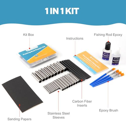 Fishing Rod Repair Kit Complete, Easy&Quick Approach to Repair Broken Fishing Pole with Epoxy Glue - color: 1 IN 1