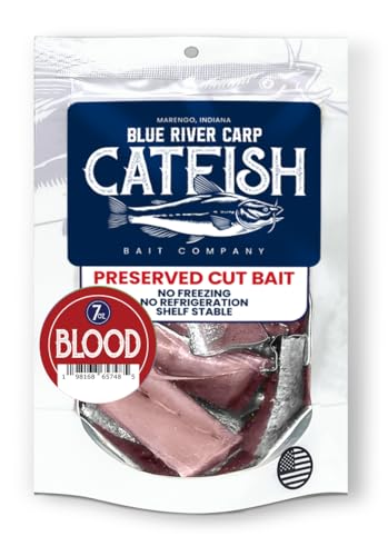 Blood Scented - Preserved Cut Bait for Fishing in a Convenient 7oz - Reasealable Package with Many Pieces.