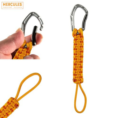 HERCULES Paracord Keychain Set – 2 Pack Lanyard Rope with Aluminum Clip, Durable Paracord Wrist Strap for Outdoor Activities, Orange - style: Orange