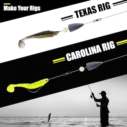 Worm Fishing Weights, Bullet Sinkers with Soft Plastic Insert Includes Weight Pegs, Carolina Rigs Texas Rigs for Bass Fishing 1/8 3/17 1/4 3/8 1/2 1 oz - size: 1/4 OZ, 30 PCs