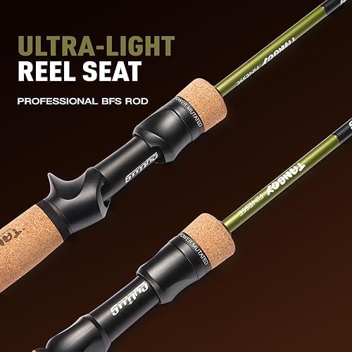 Tangoy Ultralight Fishing Rod 2-Piece Trout, Panfish, Crappie with Carbon Fiber Blank & Cork + High EVA Handle - Micro Light Fishing Pole, Fuji Guide Expansion Joint System - size: Spin-562/632UL-ZOOM