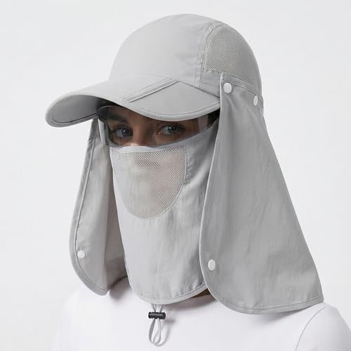 Foldable Baseball Cap with Detachable Neck Flap and Face Cover Portable Sun Hat Fishing Hats for Men Women - color: Green